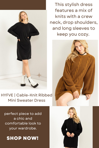 HYFVE | Cable-Knit Ribbed Mini Sweater Dress