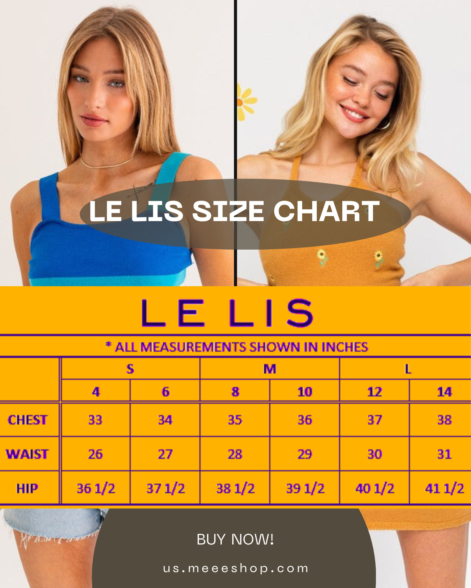 Le Lis Size Chart