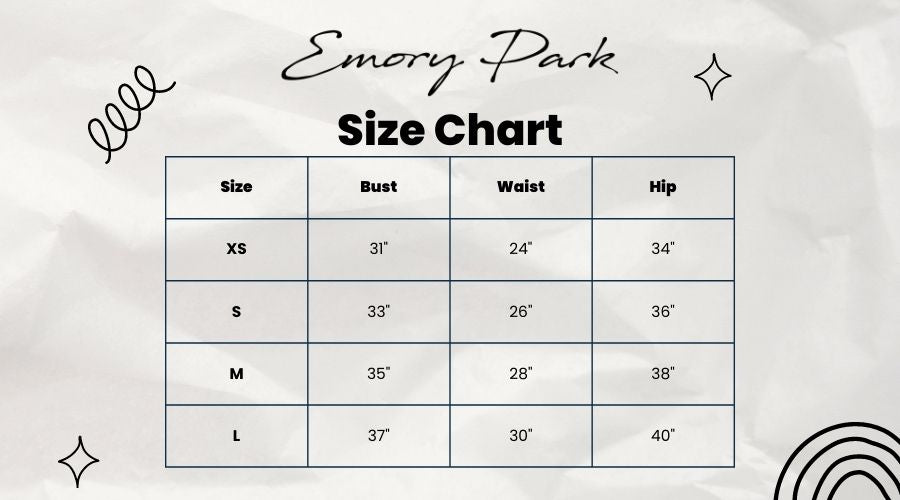 Emory Park Size Chart