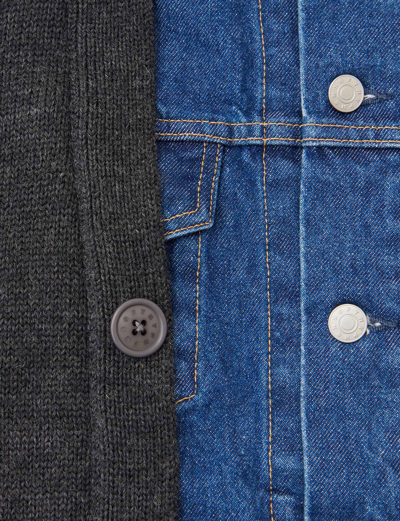 代引不可 SOFTHYPHEN ソフトハイフン DENIM MIX CARDIGAN mediastream.rs