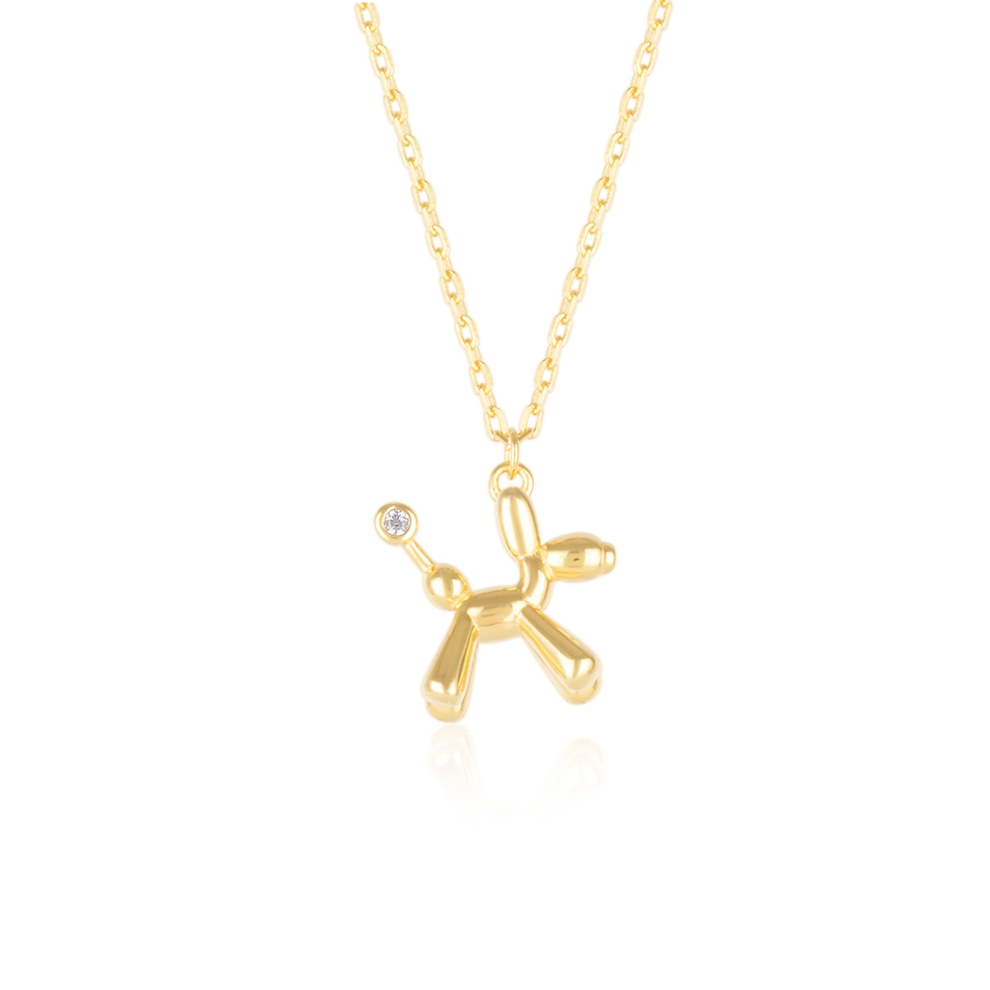 Tiny Balloon Dog Poodle Necklace in Sterling Silver