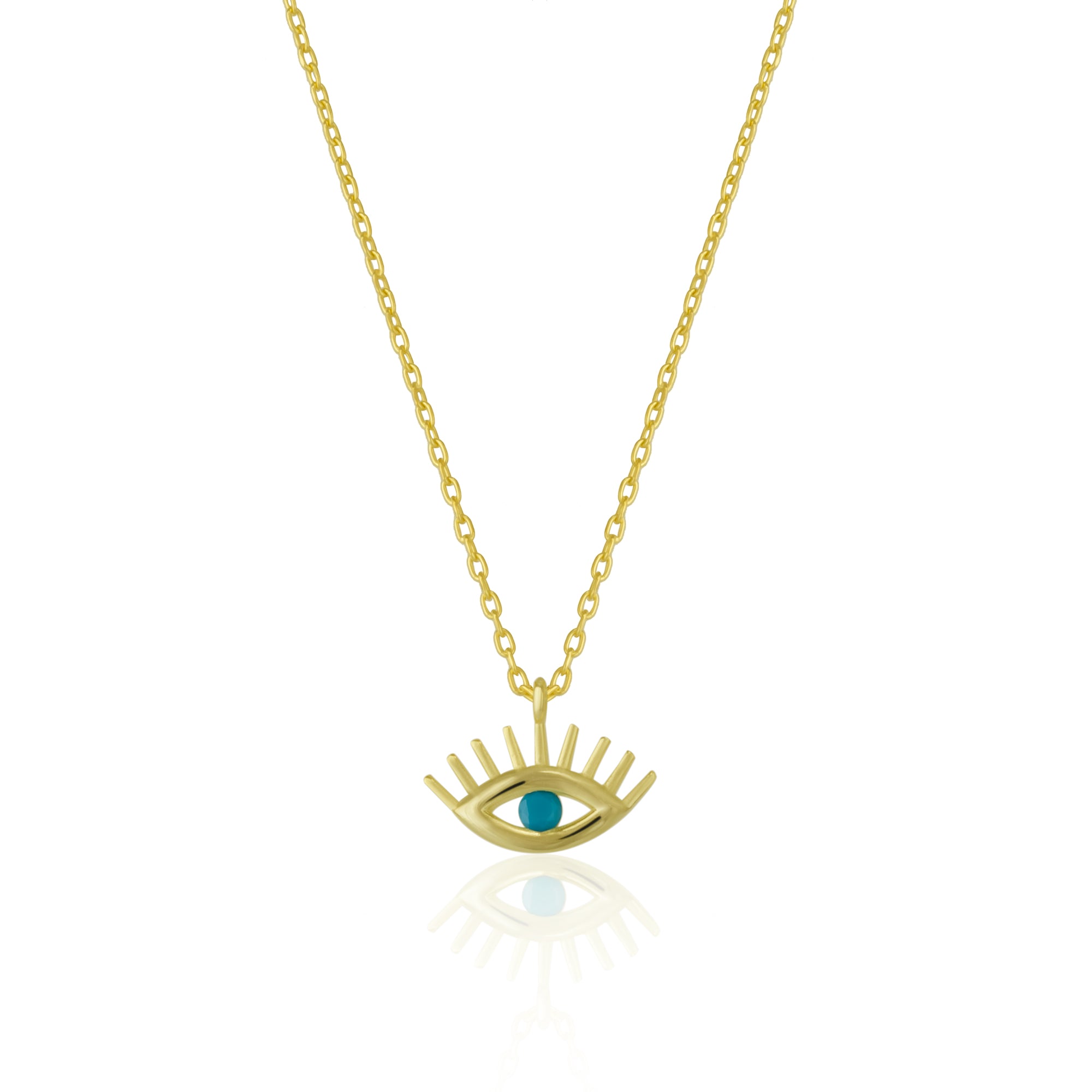 Turquoise Blue Eye Evil Eye Sterling Silver Necklace