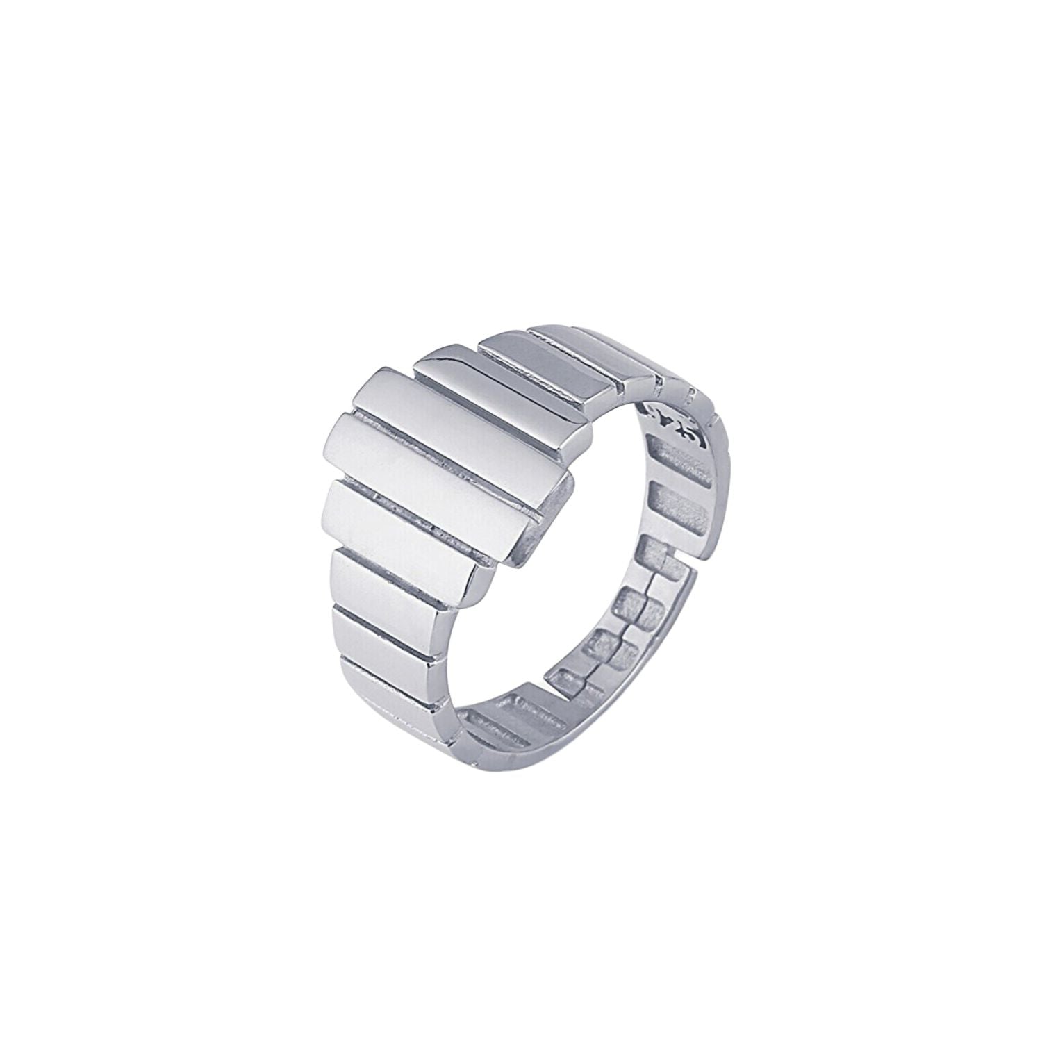 Multiple Bar Layered Rectangular Sterling Silver Ring