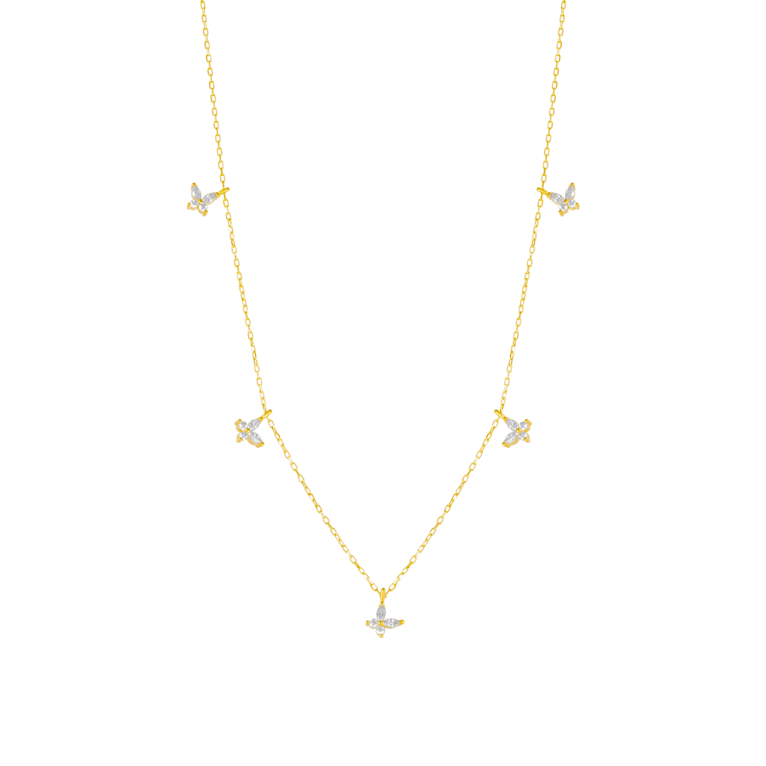 Gold Plated White Butterfly Sterling Silver Necklace