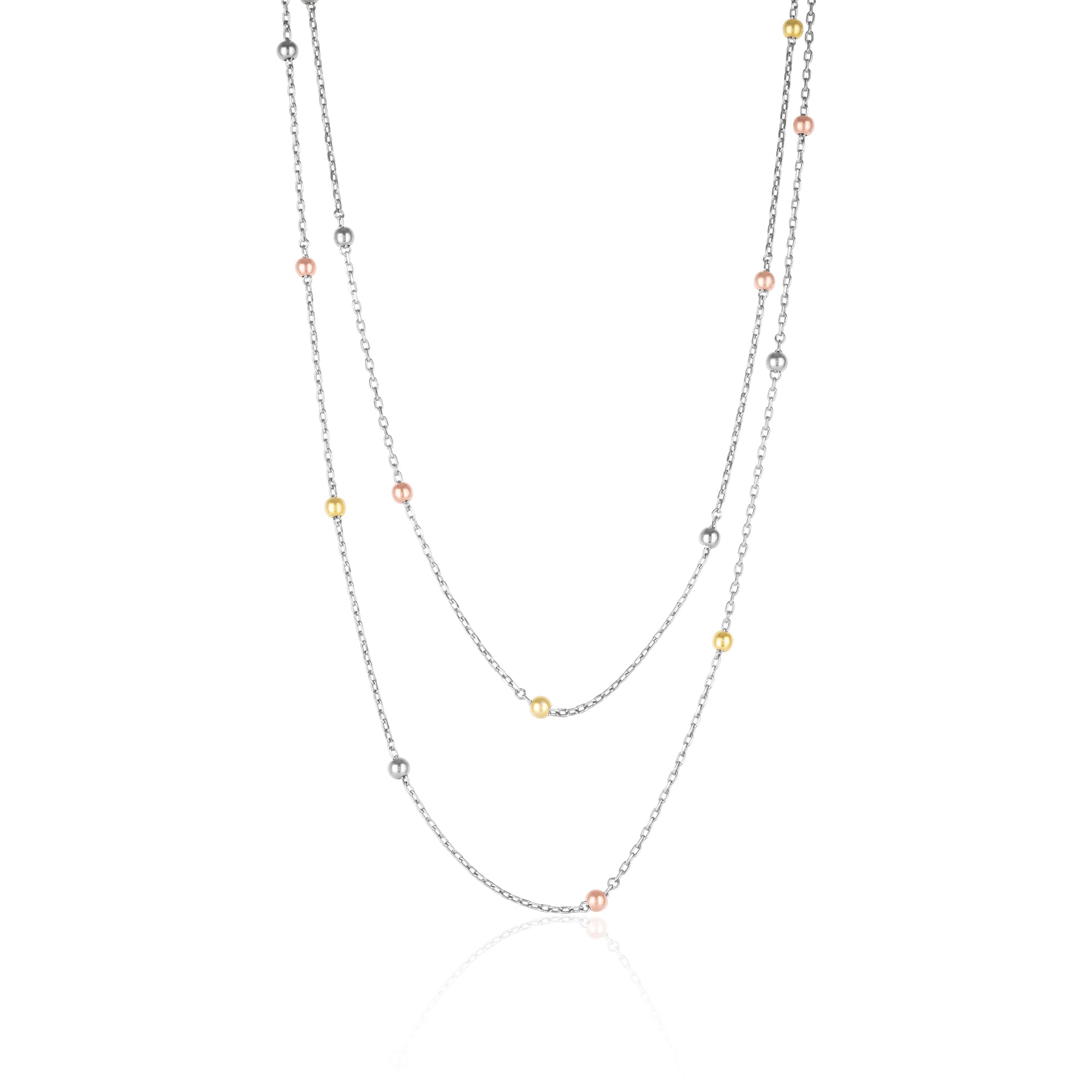 Dorissa Multicolour Sterling Silver Beaded Double Necklace