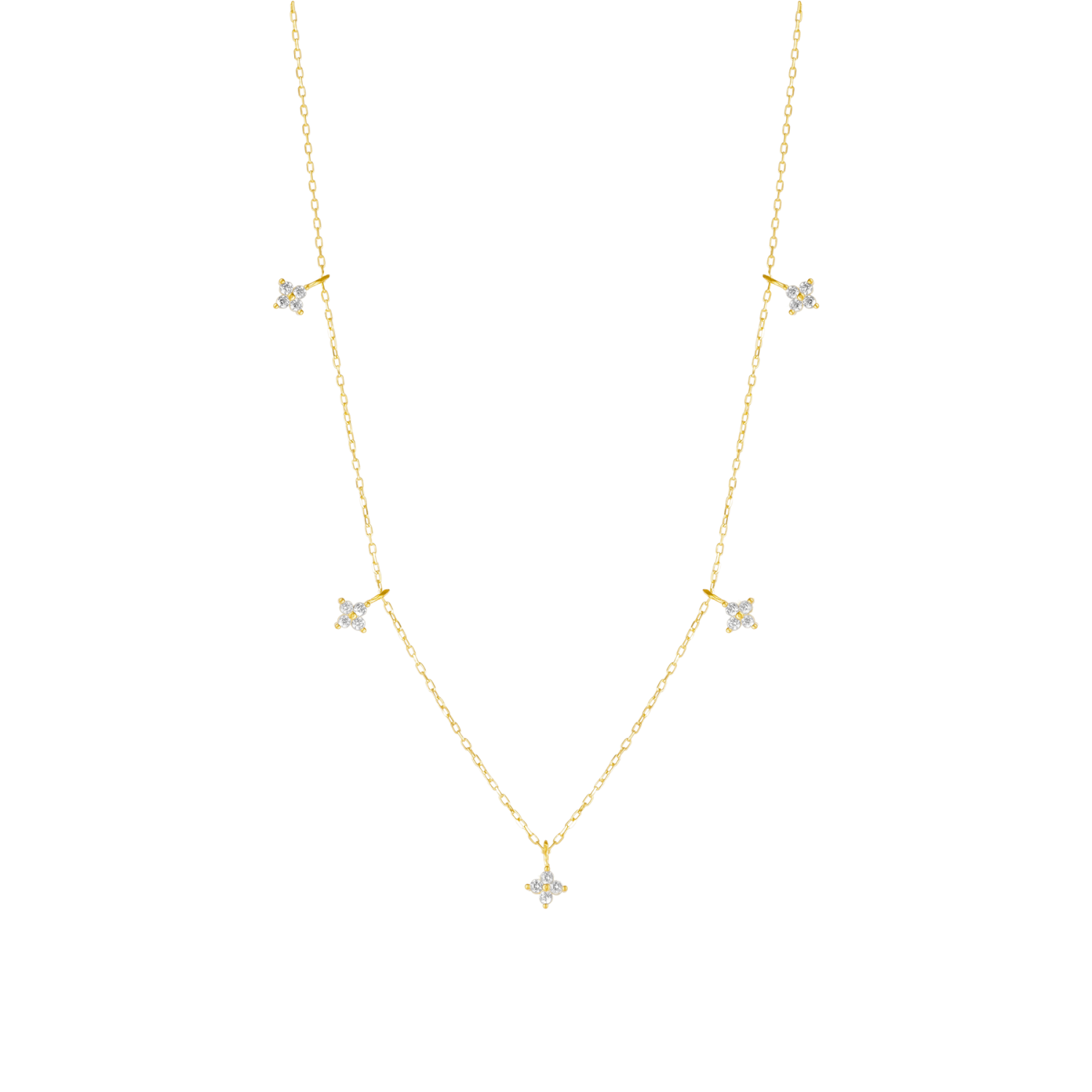 Gold Plated Sterling Silver Four Leaf Clover Necklace
