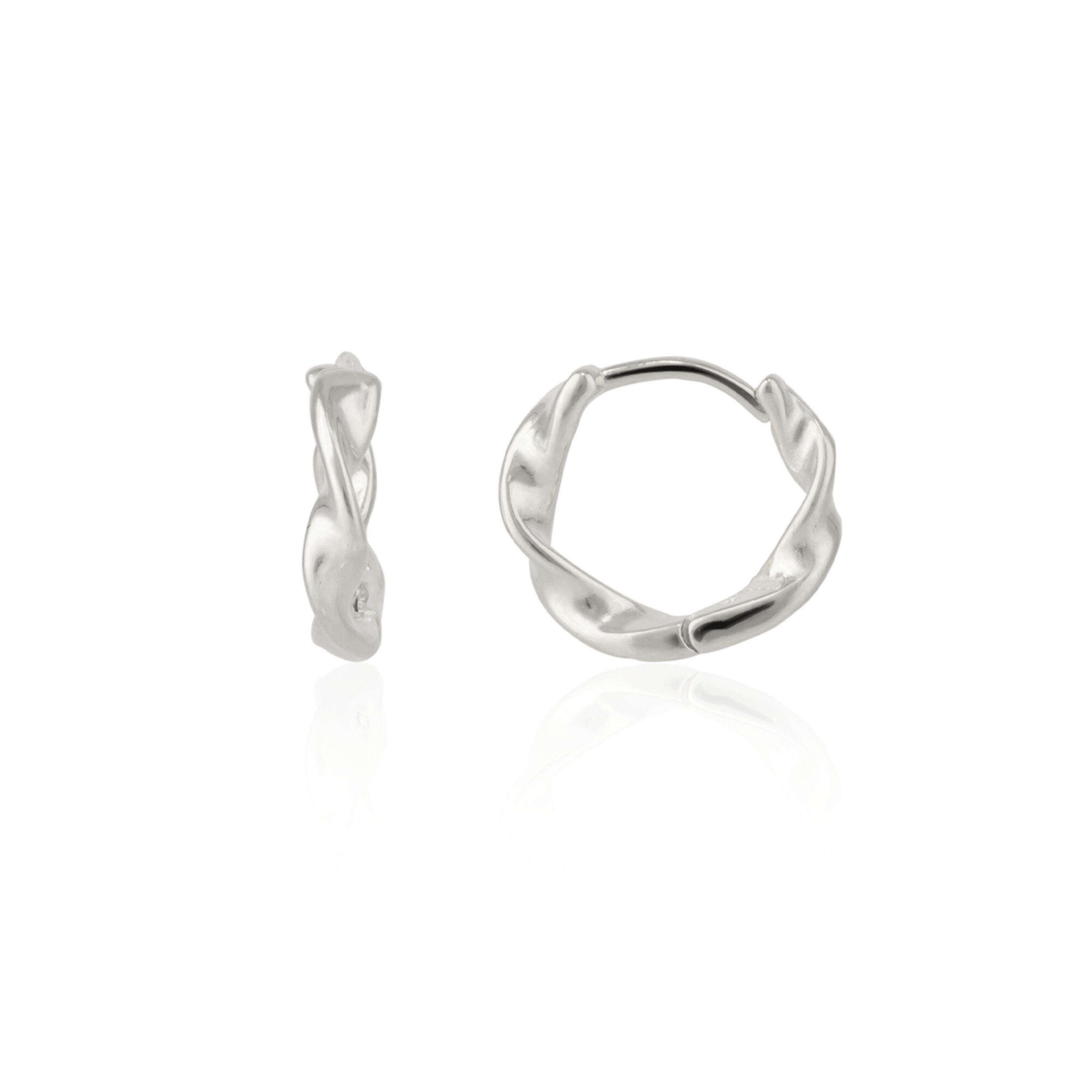 Naturally Twisted Molten Sterling Silver Hoop Earrings