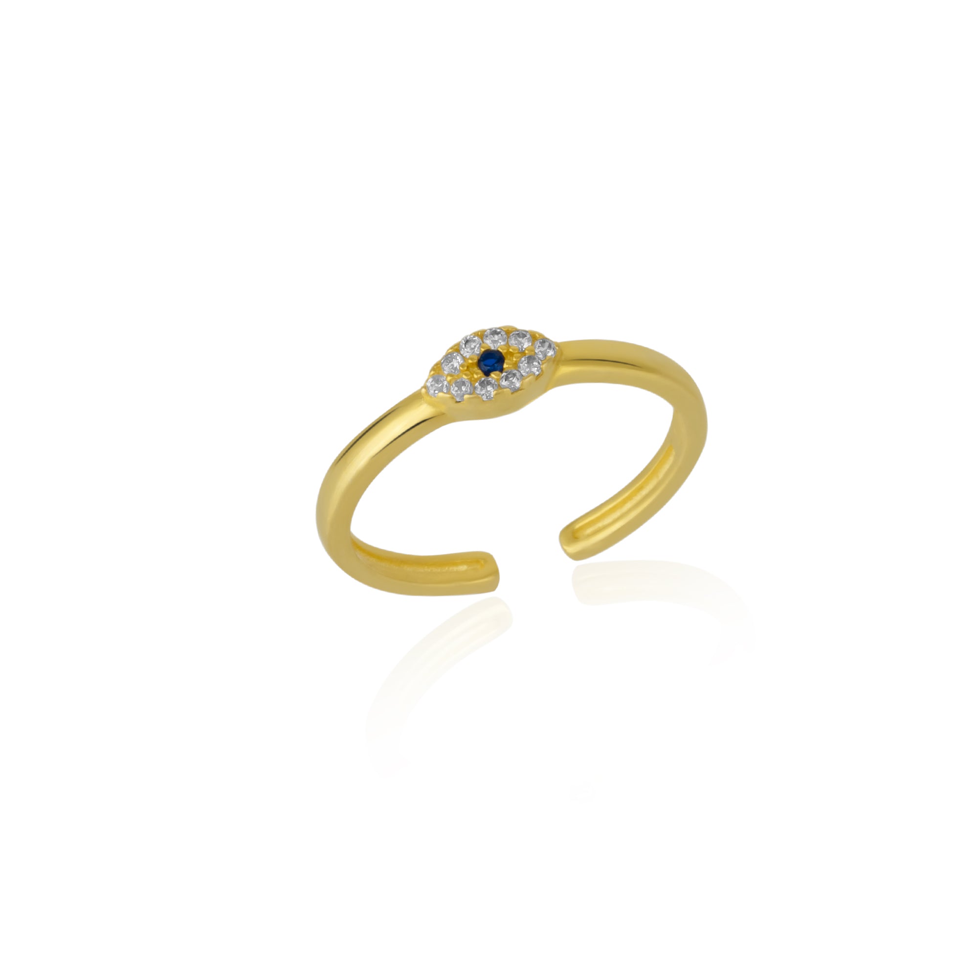 Eye Sterling Silver Adjustable Stacking Ring Evil Eye