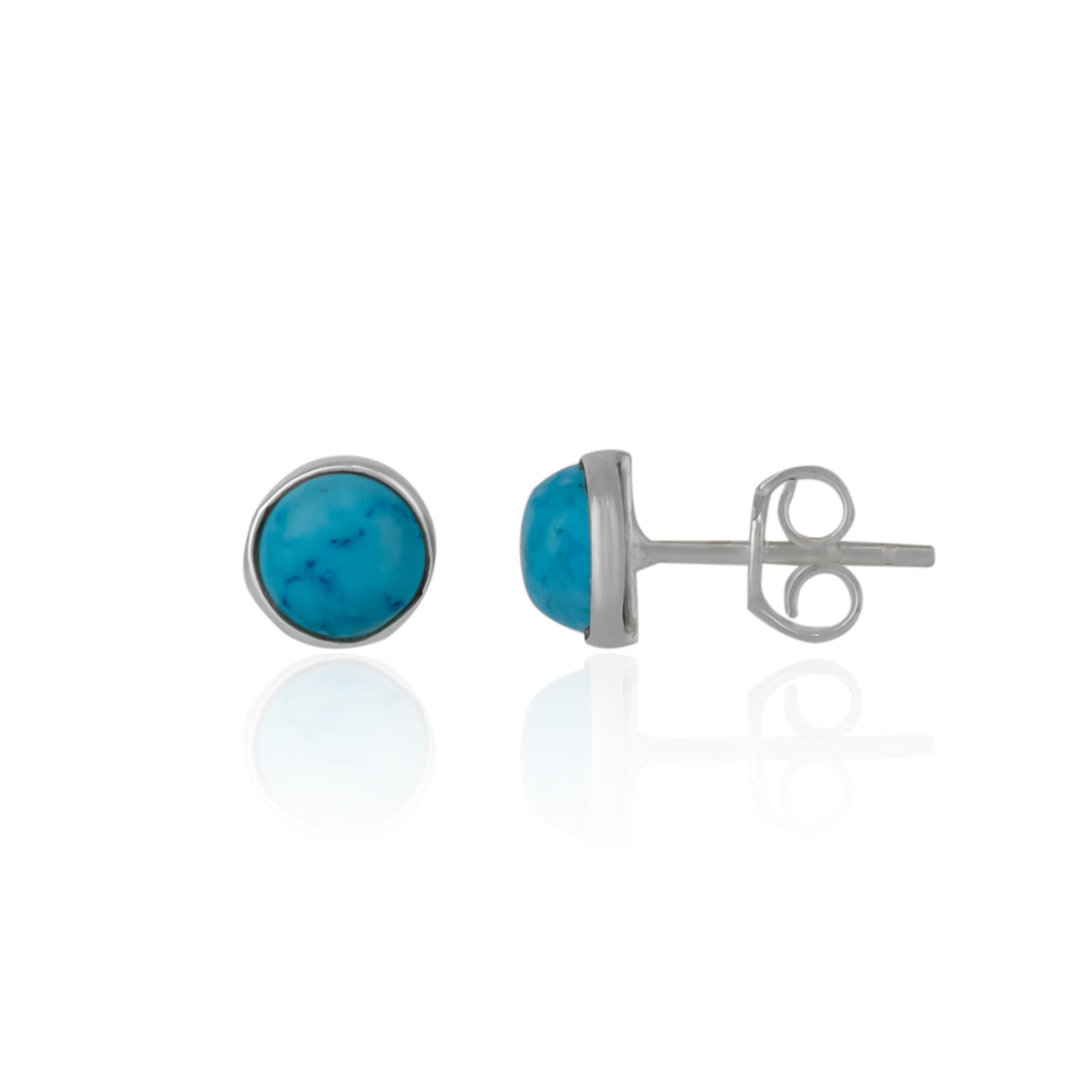 Blue Turquoise Dome Sterling Silver Stud Earring