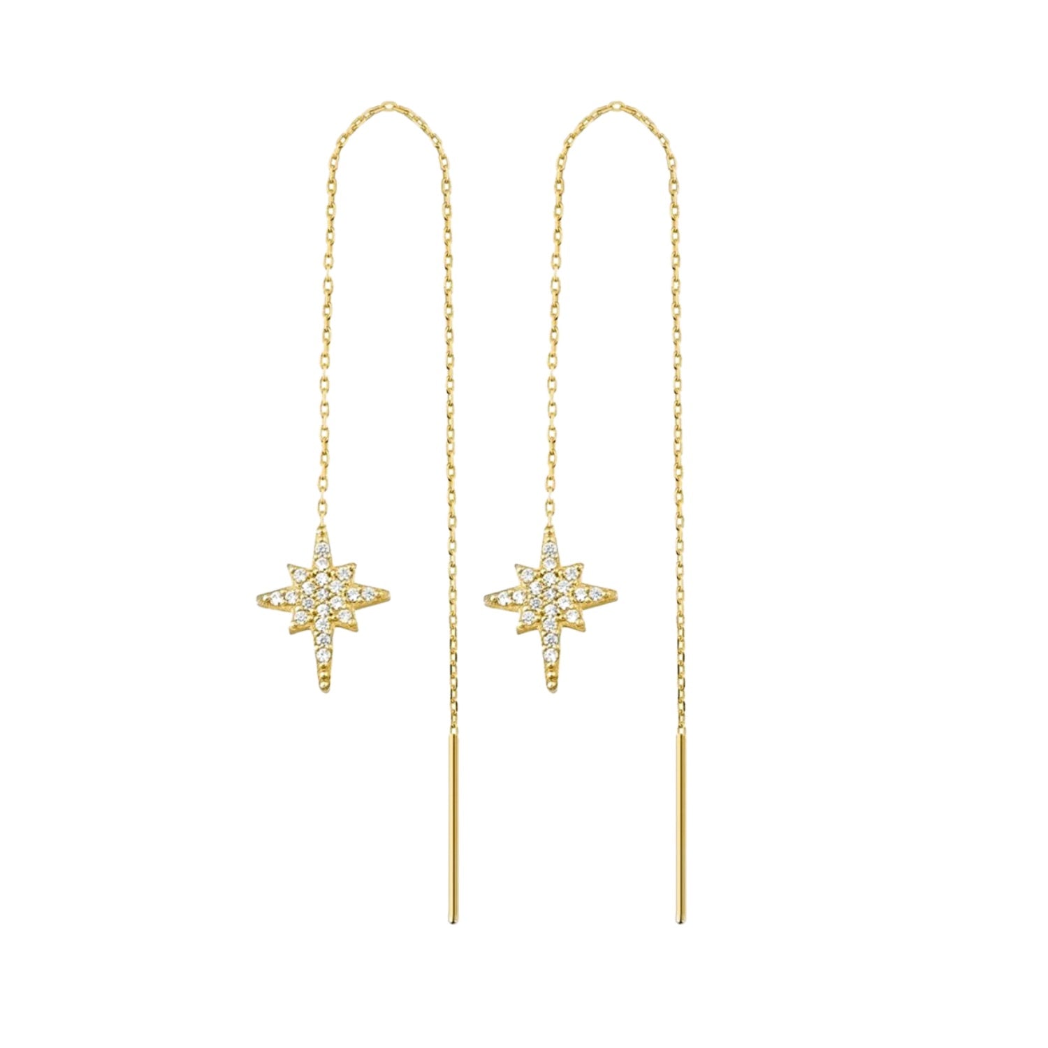 Northernstar Starburst Sterling Silver Chain Drop Earring - Pair