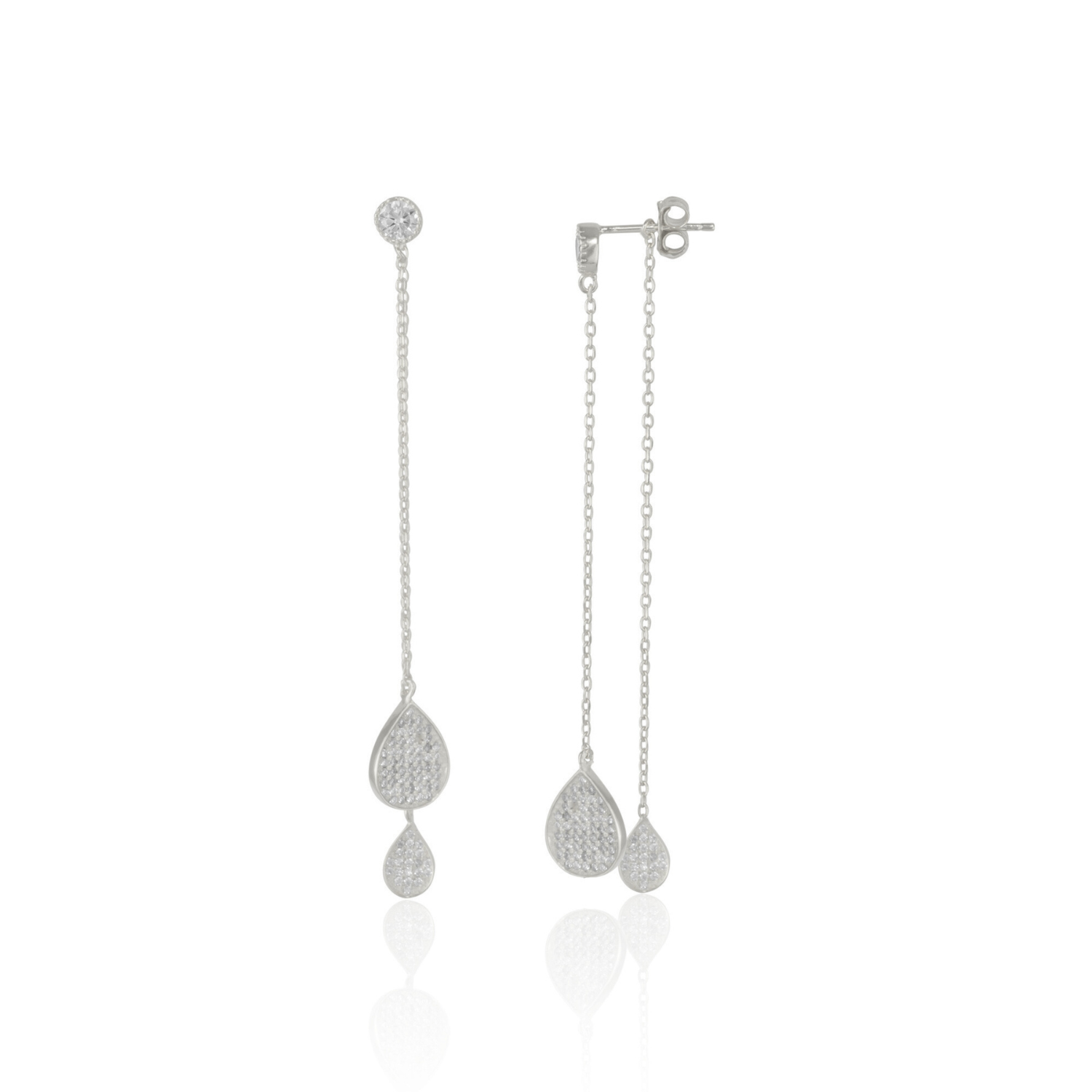 Raindrop Sterling Silver Chain Drop Earring