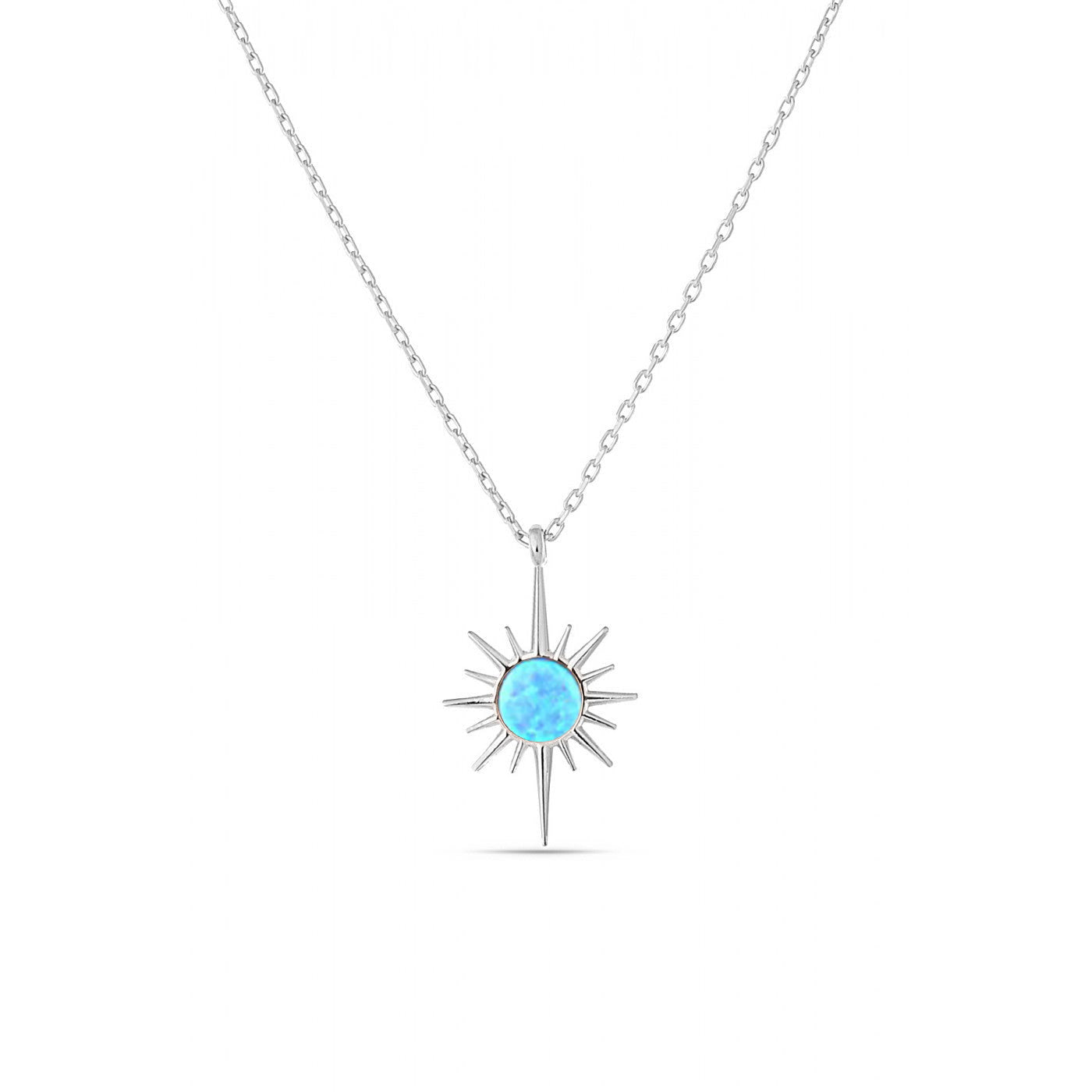 Blue Opal Northernstar Sterling Silver Pendant Necklace