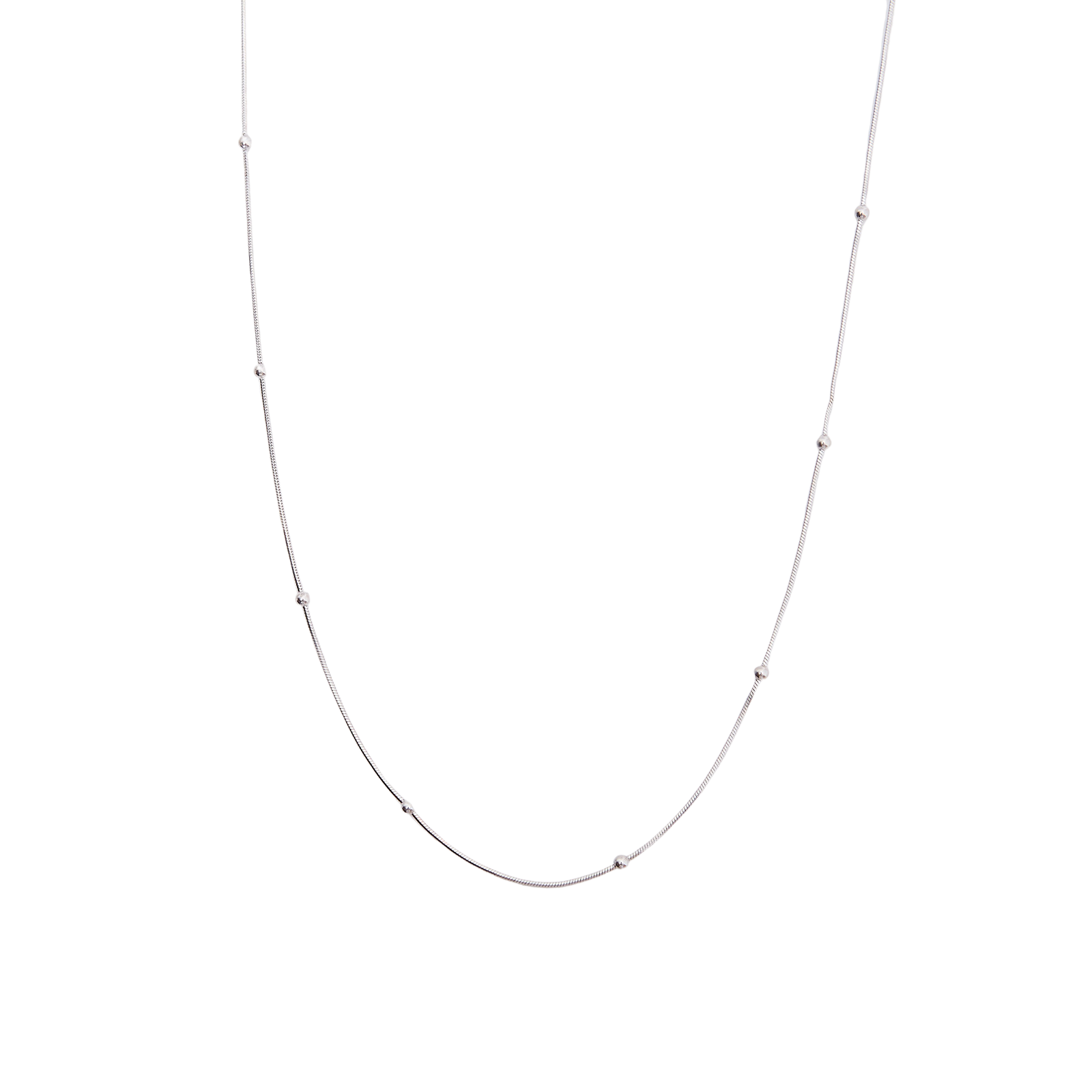 Italian Fine Beaded Chain Sterling Silver Satellite Necklace