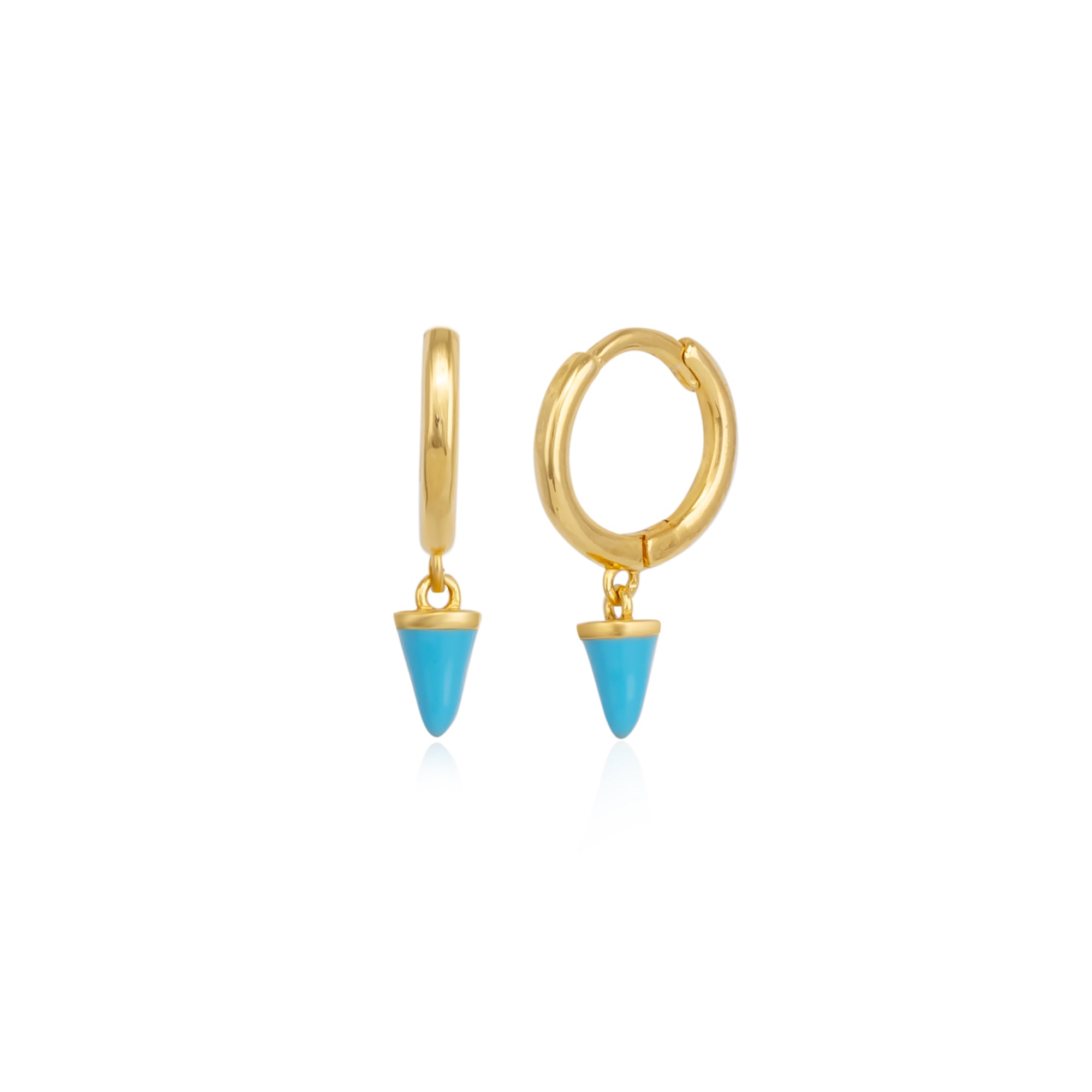 Turquoise Spike Pave Hoop Drop Earring