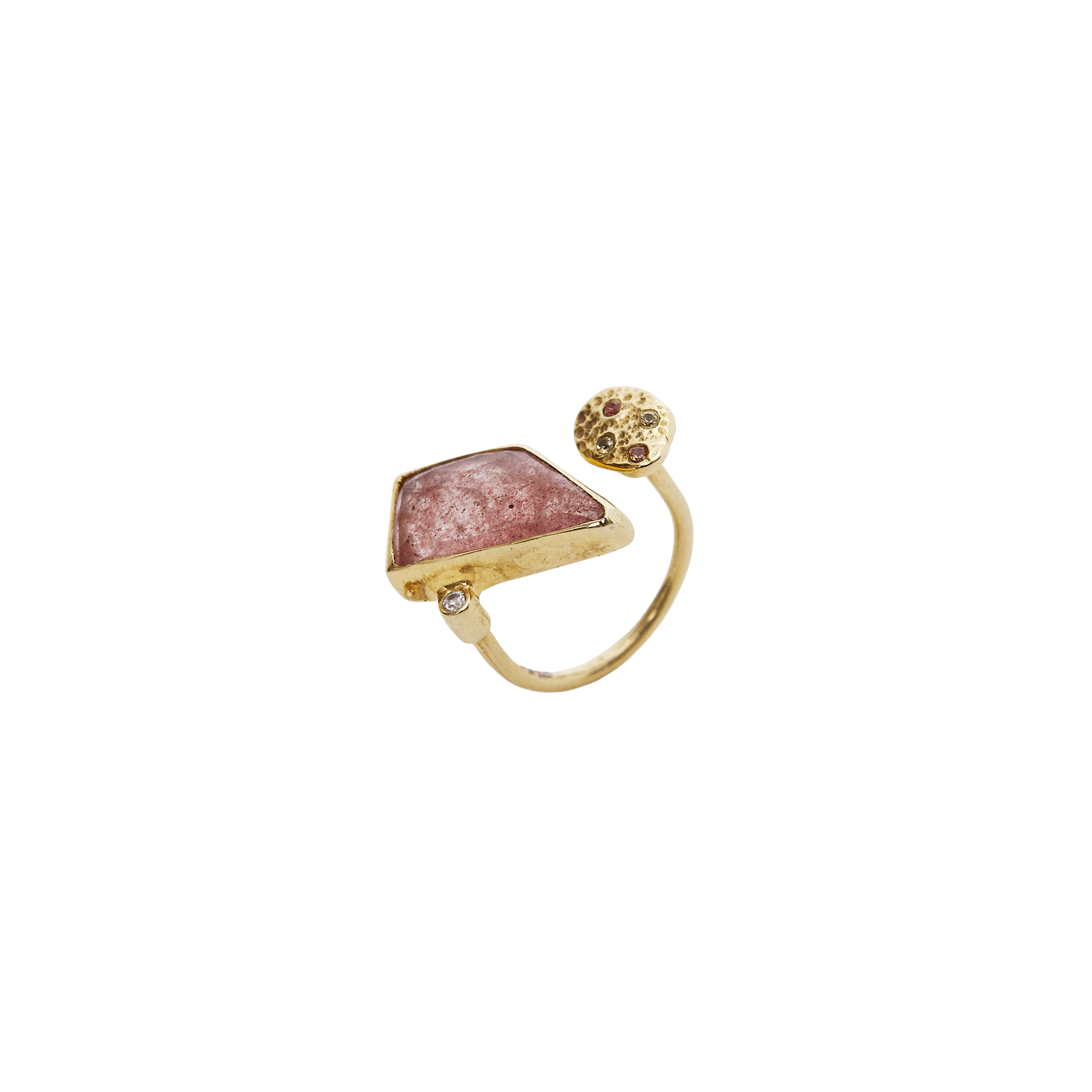 Natural Double Circle Tourmaline Sterling Silver Gold Plated Ring
