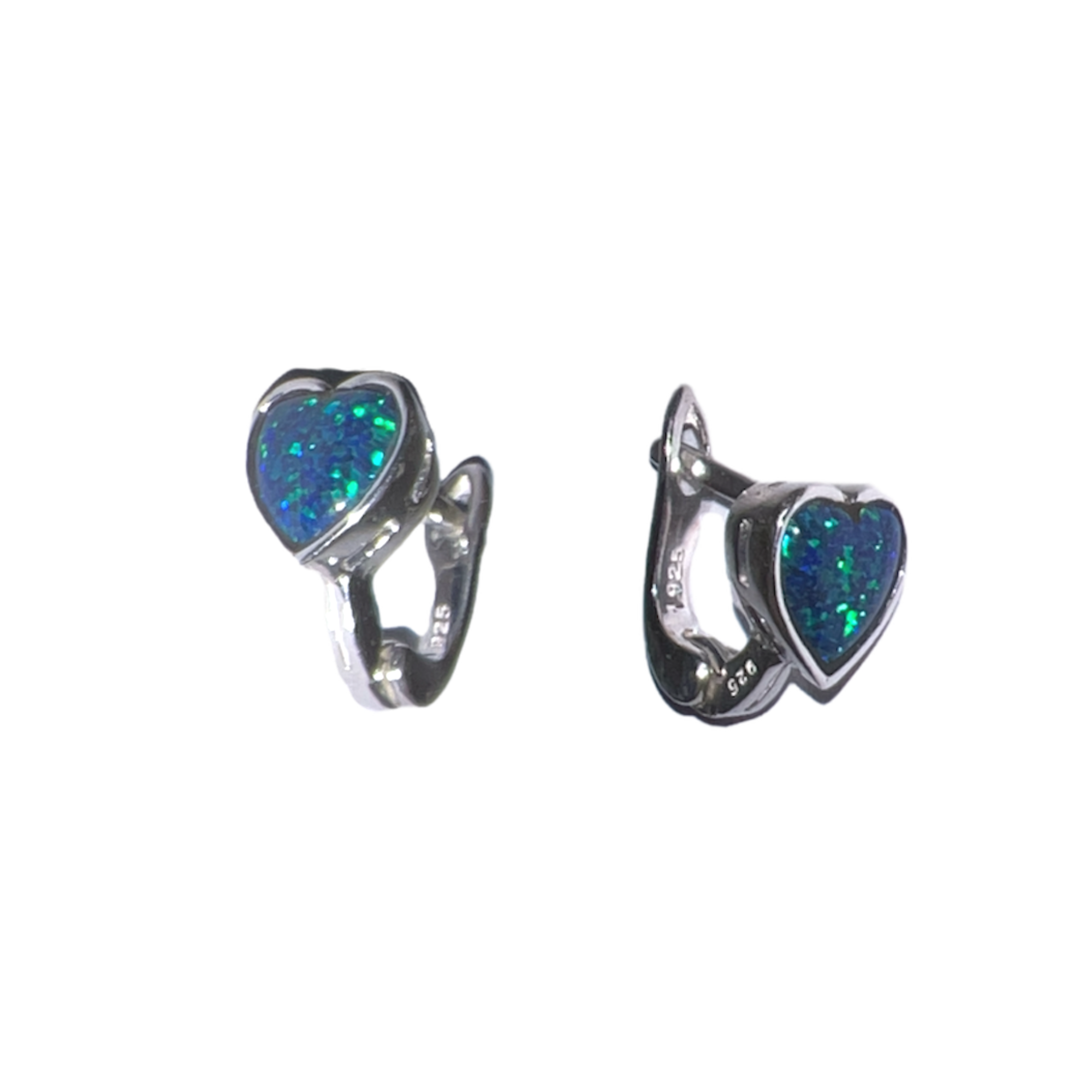 High Quality Japanese Opal Sterling Silver Heart Earrings