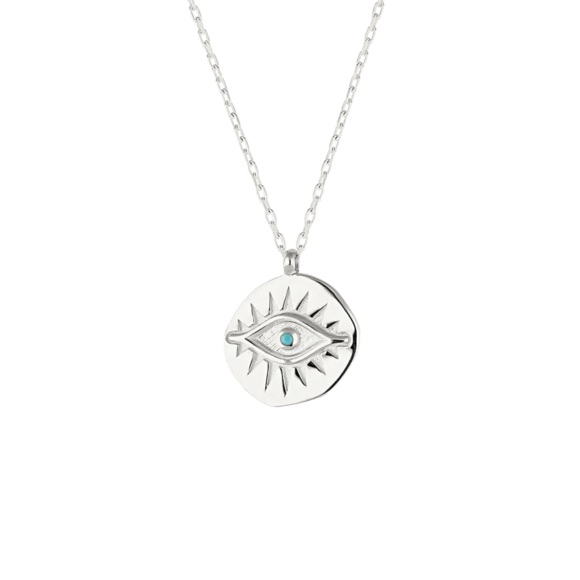 Eye Coin Sterling Silver Evil Eye Necklace