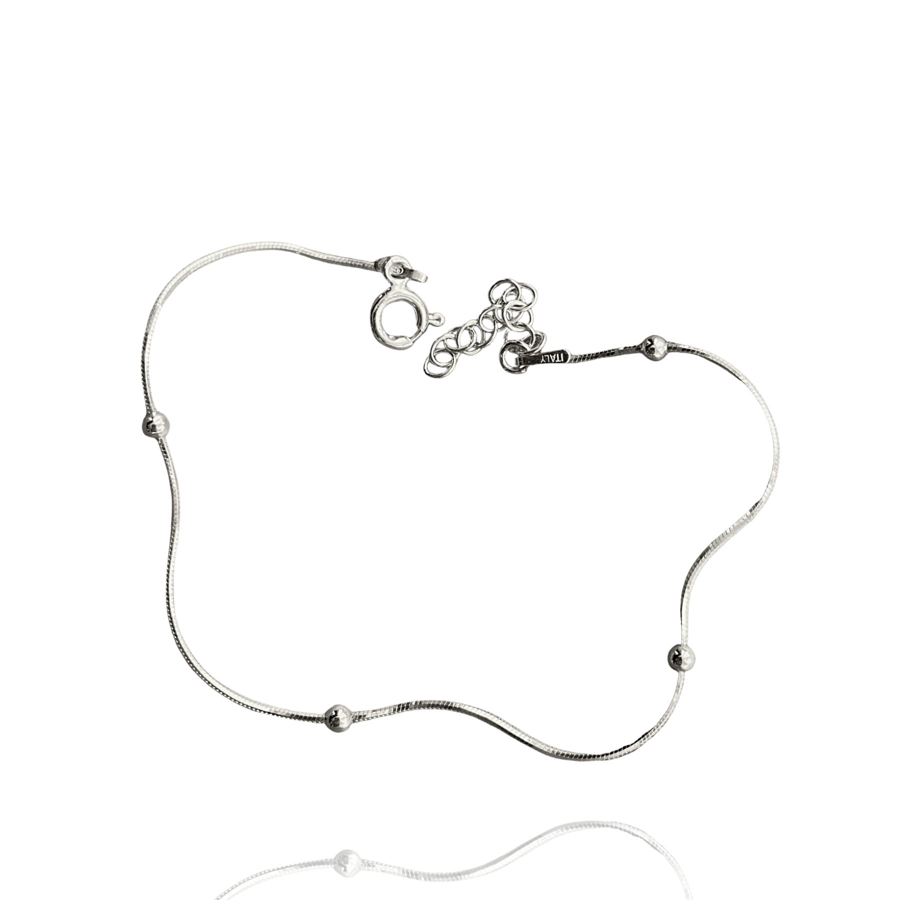 Italian Bead Chain Sterling Silver Satellite Bracelet