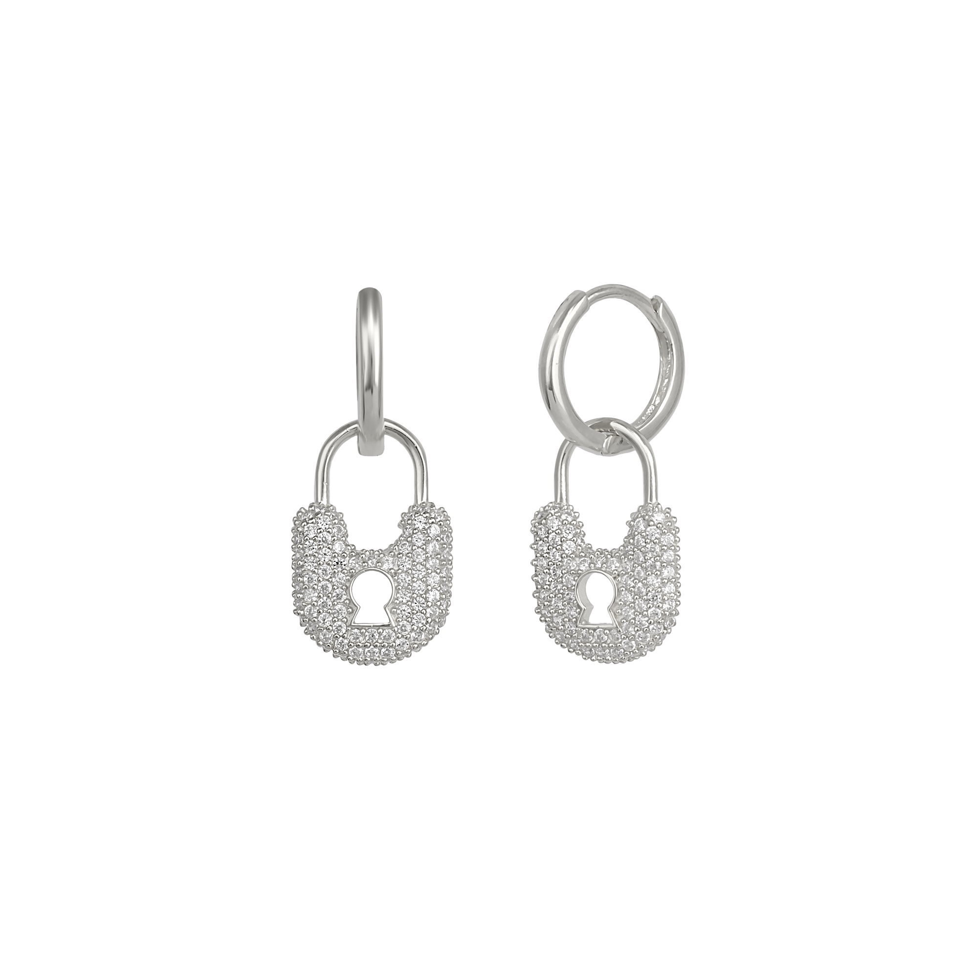 Lock Silver Hoop Sterling Silver Earring