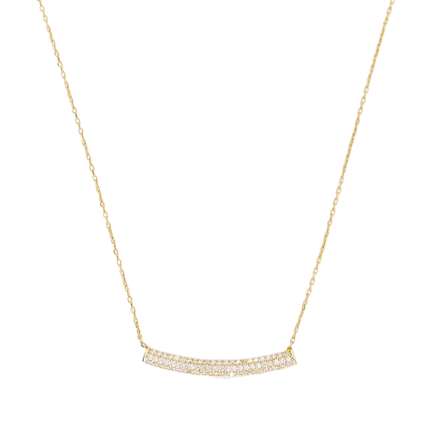Sterling Silver Concave Bar Necklace - White
