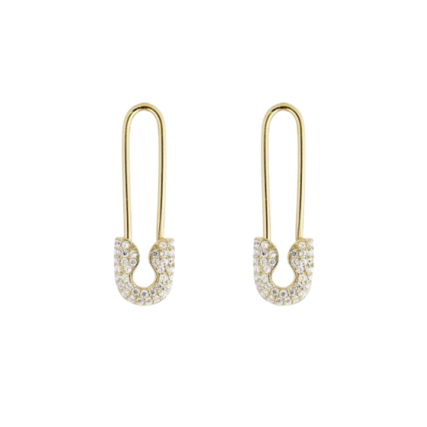 Pave Safety Pin Earring Jewelled Sterling Silver