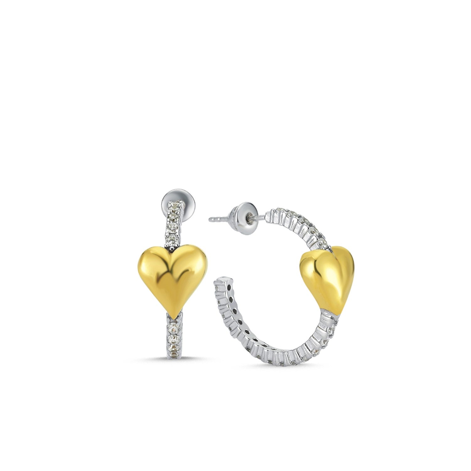 Hoop Heart Pave Sterling Silver Earring