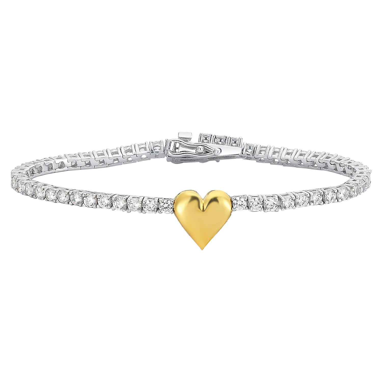 Sterling Silver Heart Tennis Bracelet