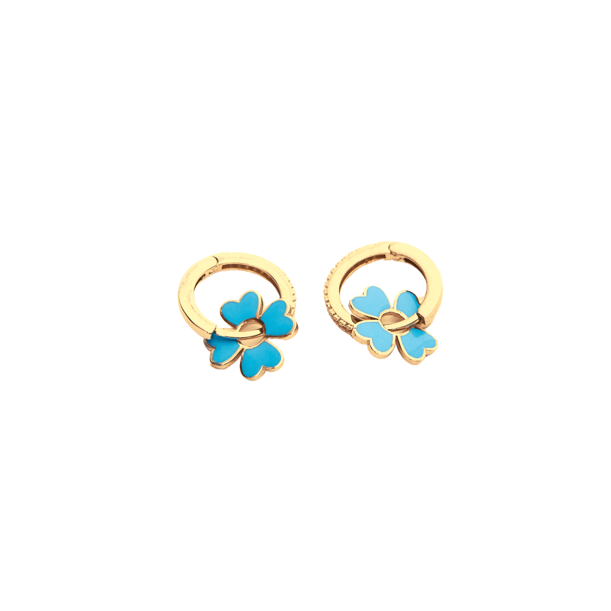 Sterling Silver Enamel Clover Earrings - Turquoise