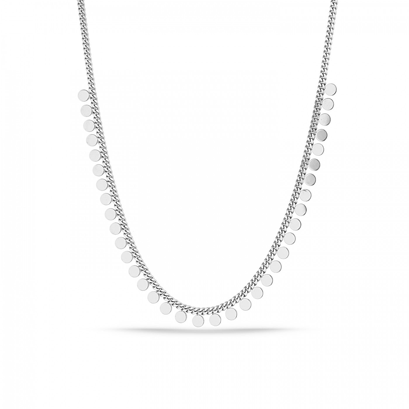 Disk Charm Coin Chain Necklace in Sterling Silver