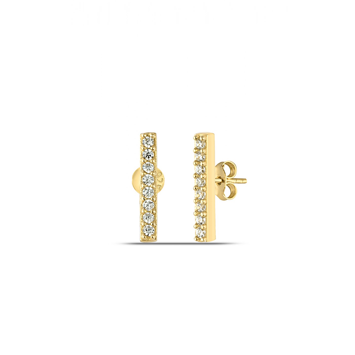 Bar Stud Zirconia Earring Sterling Silver