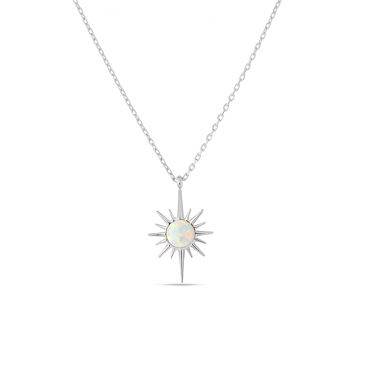 White Opal Northernstar Sterling Silver Pendant Necklace