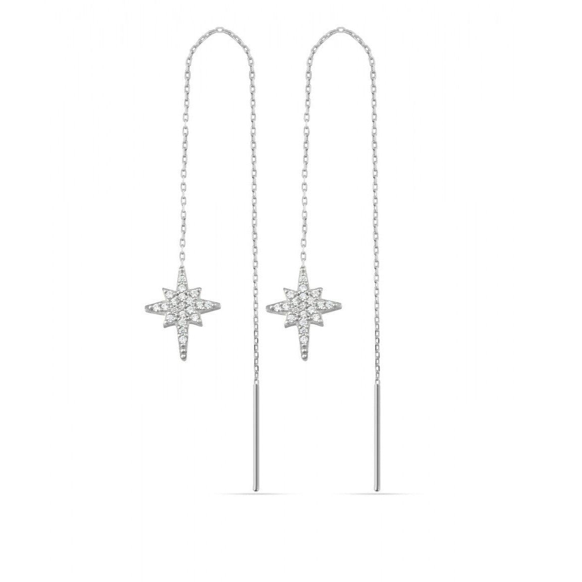 Northernstar Starburst Sterling Silver Chain Drop Earring - Pair