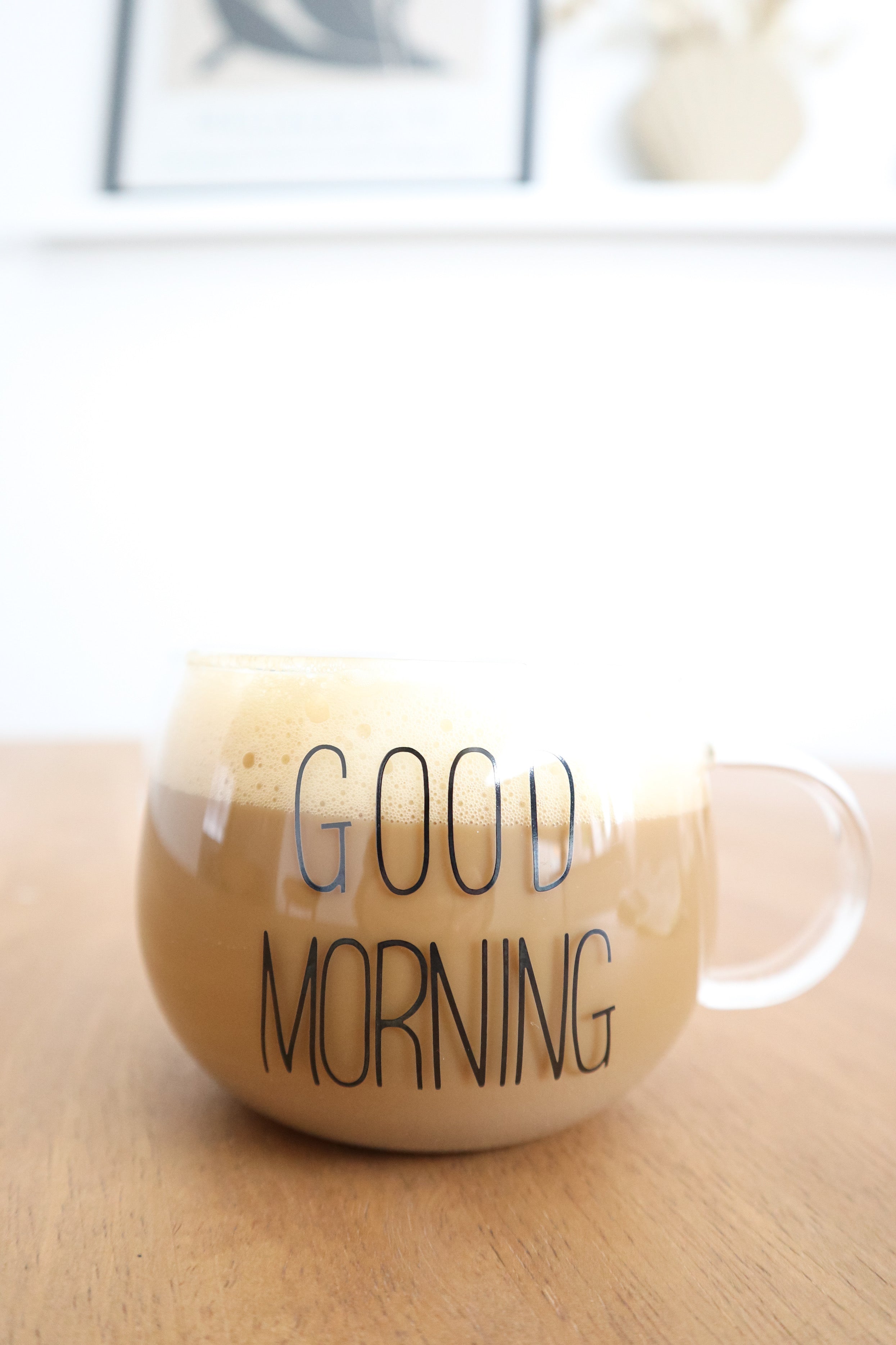 BLACK GOOD MORNING MUG GLASS COFFEE CUP – IVRose Home