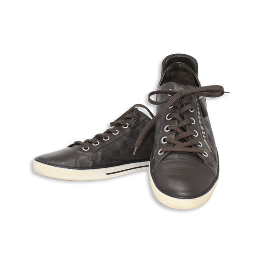 LOUIS VUITTON 10.5 Black Textured Leather High Top Velcro Trailblazer  Sneakers at 1stDibs