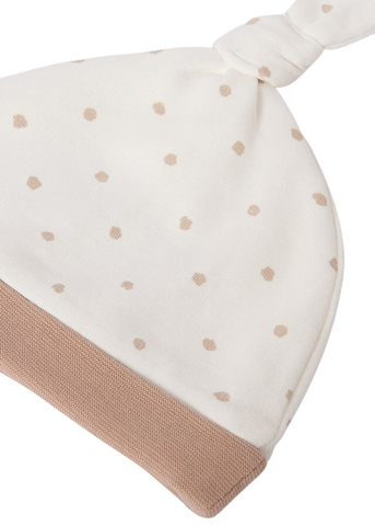 3 Piece Set for Babies, Cream Jumpsuit with Beige Polka Dots with Fes and Bib 9360 Mayoral