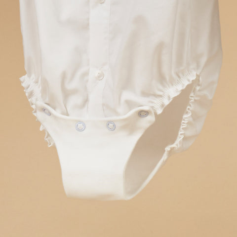 AnneBebe Long Sleeve White Cotton Body Shirt for Boys