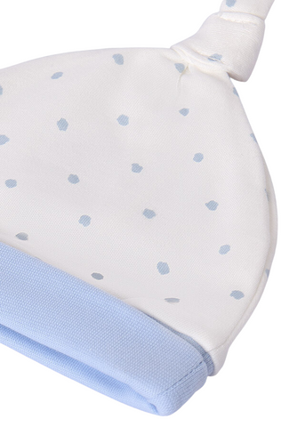 Set of 3 Pieces for Boys, Cream Jumpsuit with Blue Polka Dots with Fes and Bib 9360 Mayoral
