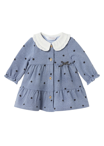 Blue Denim Dress with Polka Dots and White Collar 2879 Mayoral