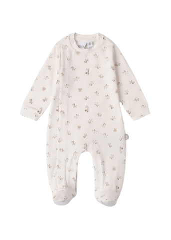 Cream Long Jumpsuit with Bears and Horses Print 8183 iDO