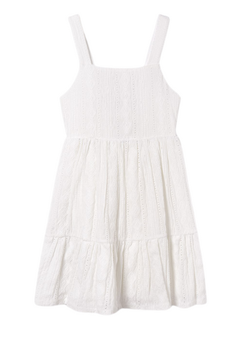 Ivory Dress with Straps and Sparta Embroidery 6959 Mayoral