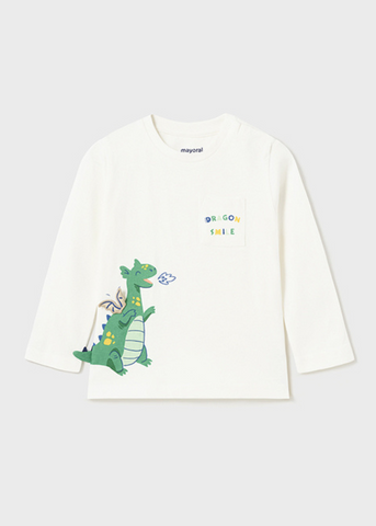 Long Sleeve Cream Lip with Green Dragon for Boys 2017 mayoral