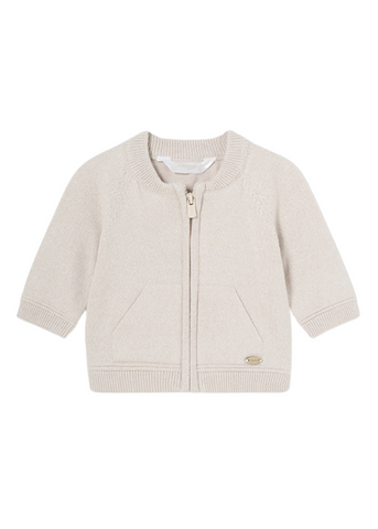 Beige Knitted Hoodie with Zipper for Boys 1381 Mayoral