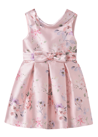 Pink Mikado Dress with Floral Print 5033 Abel & Lula