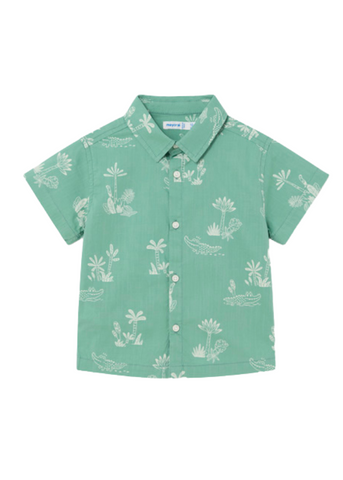 Green Shirt with Short Sleeves and Palm Print for Boys 1112 Mayoral