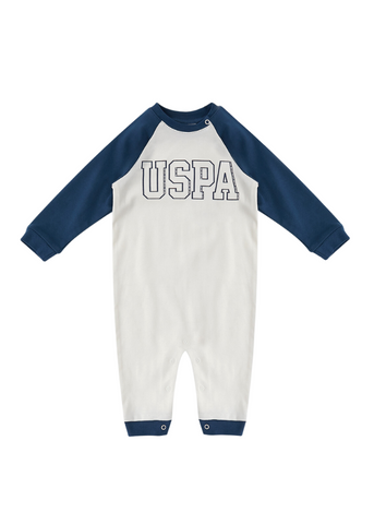 Boys Cream Blue Sleeve Long Jumpsuit 1476 Us Polo Assn