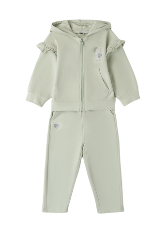 Green 2 Piece Tracksuit, Hoodie with Hood and Zipper and Long Pants 8283 iDO