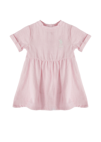 Pink Short Sleeve Muslin Dress 1985 V1 Us Polo Assn