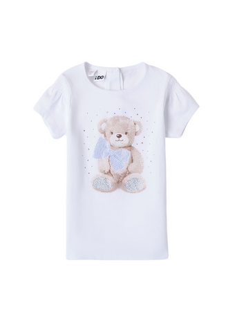 White T-shirt with Bear Print 8741 iDO