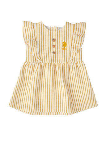 Ivory Dress with Yellow Stripes 1981 V1 Us Polo Assn