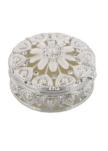 Round Box with Pearls and Crystals